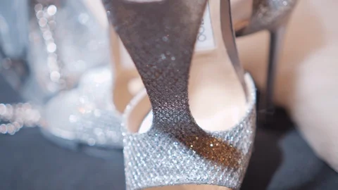 Wedding shoes with high heels Stock Footage