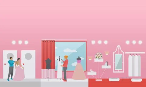 Wedding shop interior vector illustration Stock Illustration