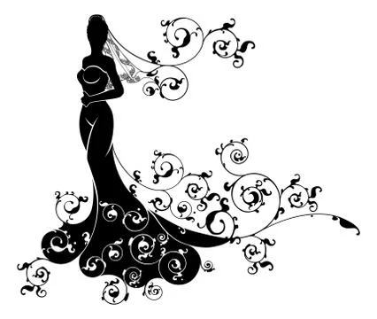 Wedding Silhouette Bride Stock Illustration