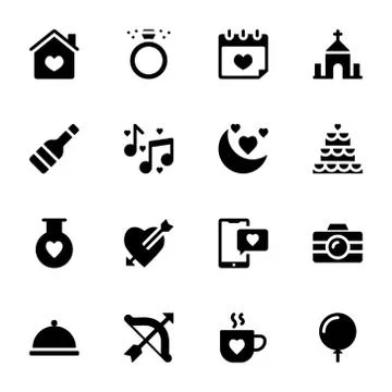 Wedding Solid Icons Pack Stock Illustration