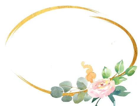 Wedding spring romantic bridal frame wreath. pink purple and white flowers green Stock Illustration
