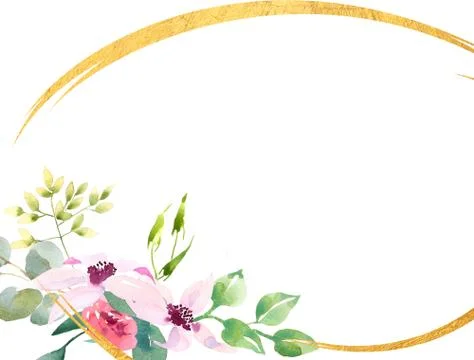 Wedding spring romantic bridal frame wreath. pink purple and white flowers green Stock Illustration