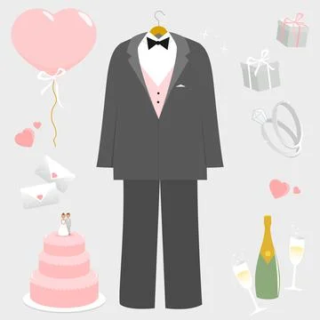 Wedding suit set. Vector illustration Stock Illustration