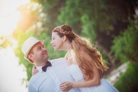 Wedding at sunset Stock Photos