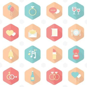 Wedding symbols set 스톡 일러스트