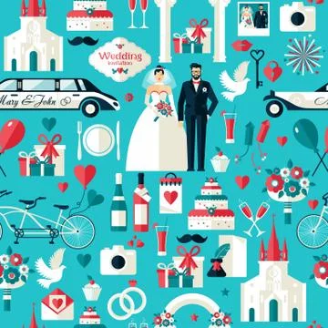 Wedding symbols set. Stock Illustration
