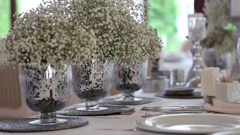 Wedding table and decoration Stock Footage 71800397