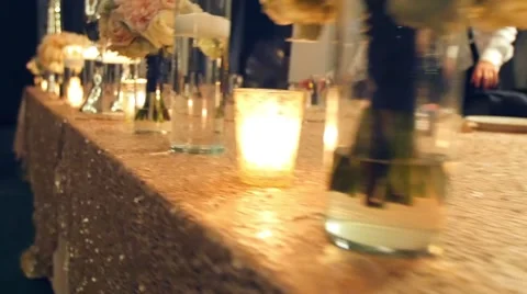 Wedding table and flowers drifting shot Vídeos de archivo 57095883