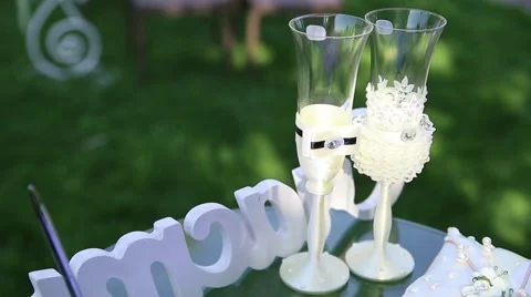 Wedding table and glasses Stock Footage 44387100