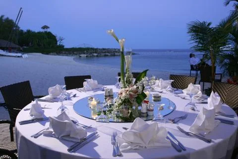 Wedding table on the beach Stock Photos