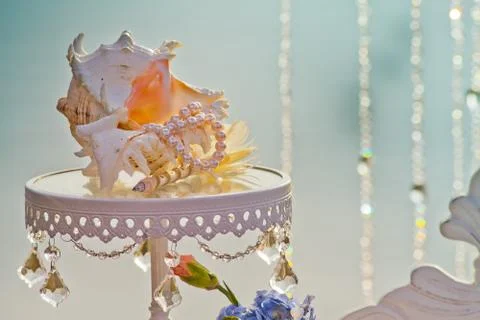Wedding table with beautiful shell Stock Photos
