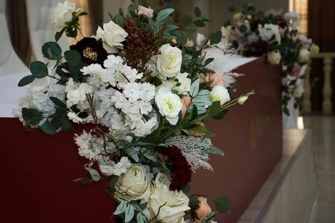 The wedding table of the bride and bride is beautiful interior bright scene.. Stock Photos