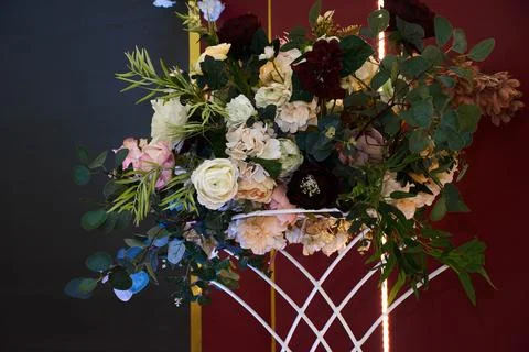 The wedding table of the bride and bride is beautiful interior bright scene.. Stock Photos