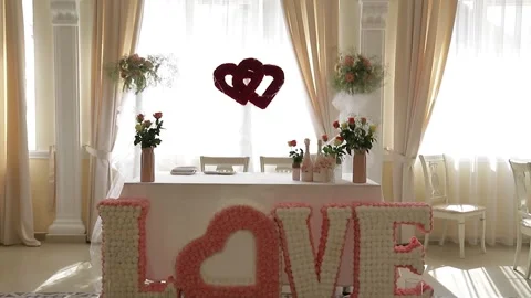 Wedding table of the bride and groom Stock Footage 146574139