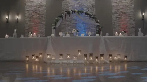 Wedding table of the bride and groom with candles Video stock 253116434