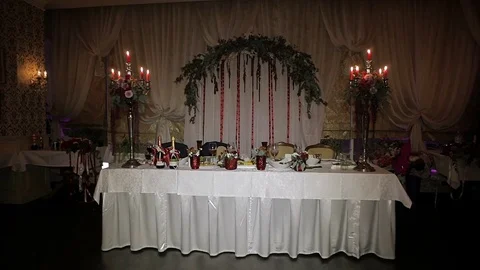 Wedding table with candles. Stock Footage 75538834
