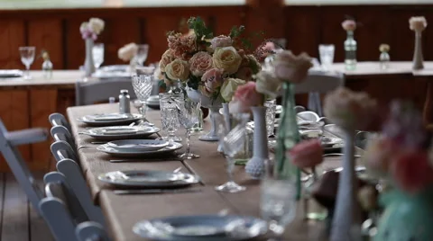 Wedding table decor - 2 clips Video stock 40704142