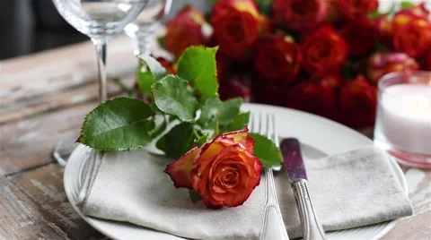 Wedding table decoration Stock Footage 51450874