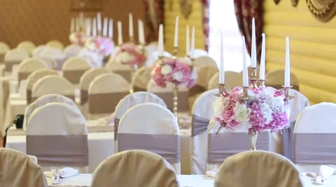 Wedding table decoration Stock Footage 61175512