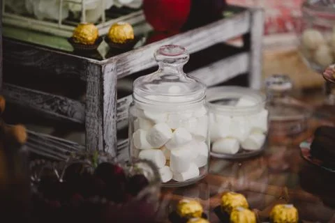 Wedding table decoration at restaurant Stock Photos