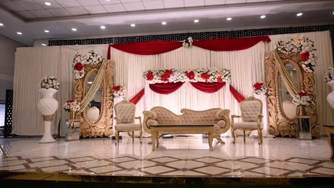 Wedding table decoration, Wedding set up, dinner table reception,Birthday Stock Footage 345273659