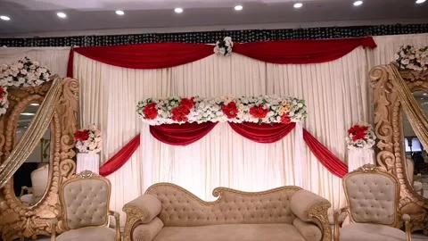 Wedding table decoration, Wedding set up, dinner table reception,Birthday Stock Footage 345274348
