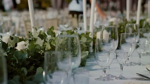 Wedding table with decorations Stock-Footage 90696421