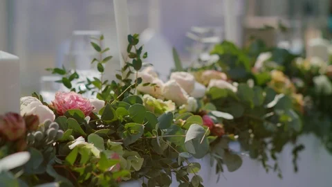 Wedding table with decorations Stock Footage 90696746