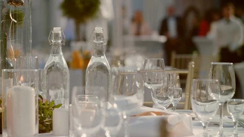 Wedding table with decorations Stock Footage 90697628