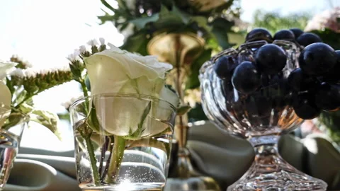 Wedding table decorations Stock Footage 288370318