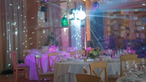 The wedding table with disco ball light Video stock 146243101