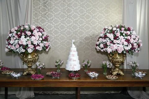 Wedding table - elegant decorated table for wedding party Stock Photos