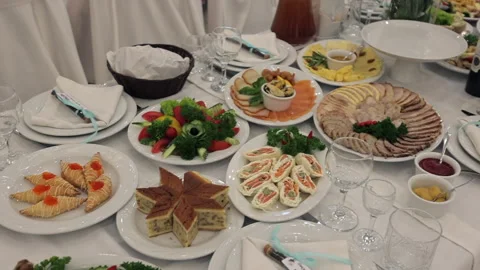 Wedding table. Fine Dining Restaurant - Classy Table Setup Stock Footage 167606838