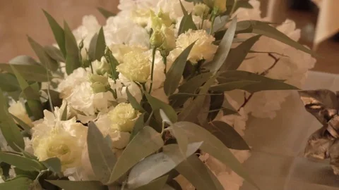 Wedding table with flowers decor and champagne Video stock 123001795