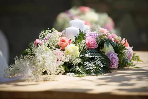 Wedding table flowers Stock Photos