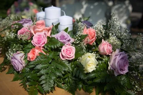 Wedding table flowers Stock Photos