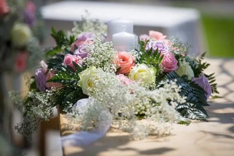 Wedding table flowers Stock Photos
