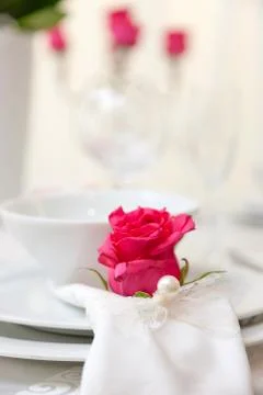 Wedding table with flowers Stock Photos