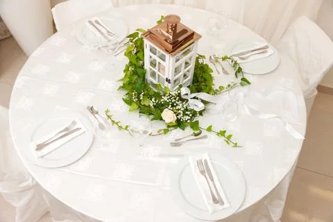Wedding table with flowers Stock Photos