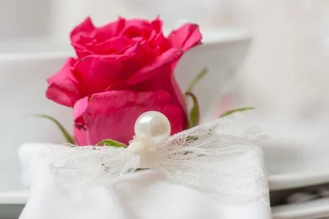 Wedding table with flowers Stock Photos
