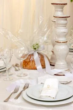 Wedding table with flowers Stock Photos