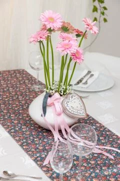 Wedding table with flowers Stock Photos