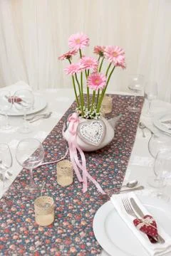 Wedding table with flowers Stock Photos