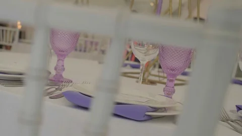 Wedding table, glasses Stock Footage 128721379