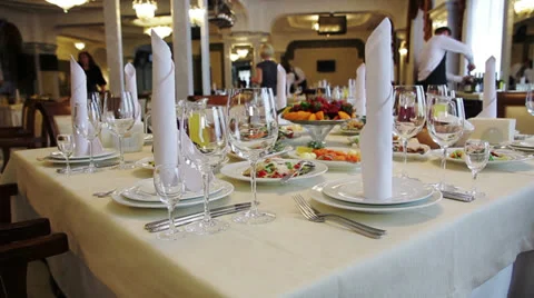 Wedding Table - Glasses, Plates Stock Footage 26655270