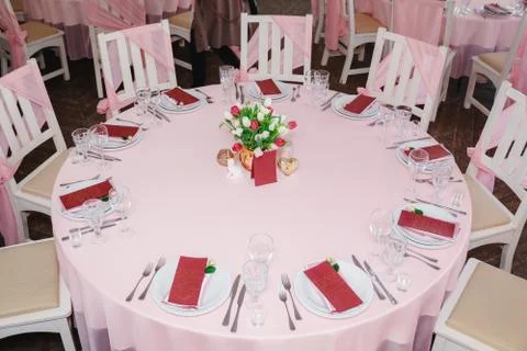 Wedding table for guests Stock Photos