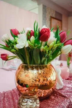 Wedding table for guests Stock Photos