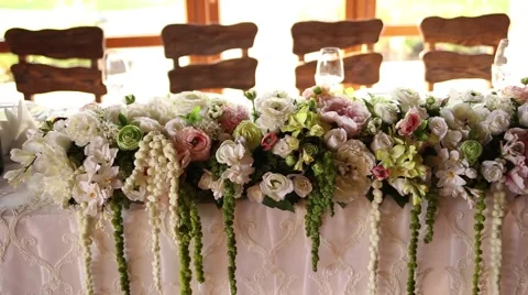 Wedding table newlyweds Stock Footage 44387101