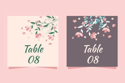 Wedding table number with flowers Stock Illustration