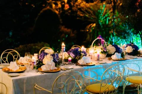Wedding table outdoors Stock Photos